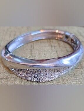 Silver Crystal Pavé Hinged Bangle Bracelet ALEXIS BITTAR!!!